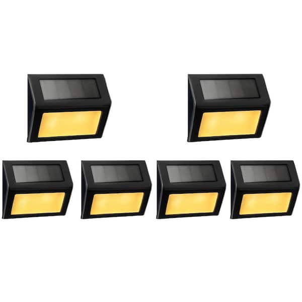 Solar Lights for Outdoor Steps, Decks, Pathways, Yard, Stairs, Fences, Black Metal Housing-6 Pack