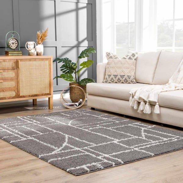Andia 3 ft. X 7 ft. Gray, White Area Rug