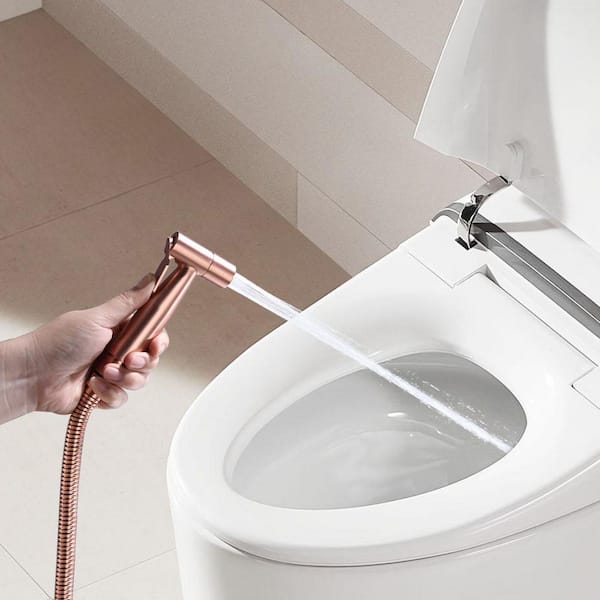 Bidet Sprayer Bidet Attachment with Sprayer Holder, T-valve and Flexible Hose Included in Rose Gold