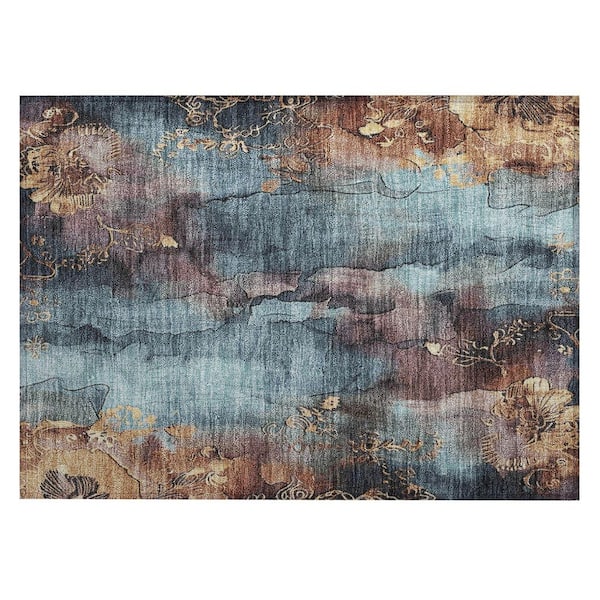 Chantille Machine Washable Indoor/Outdoor Abstract ACN1869 Blue 2 ft. x 3 ft. Accent Rug