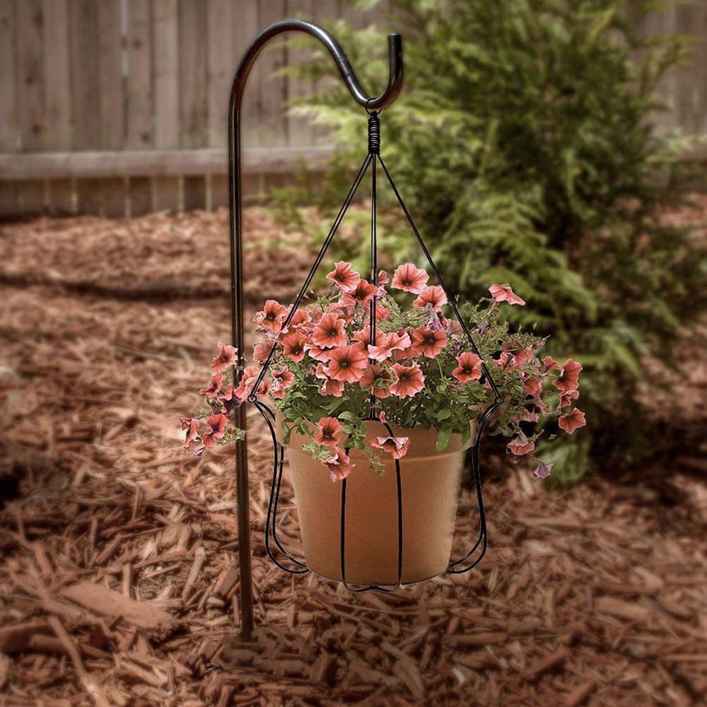 Adjustable Black Steel Garden Shepherd's Hooks Set of 4