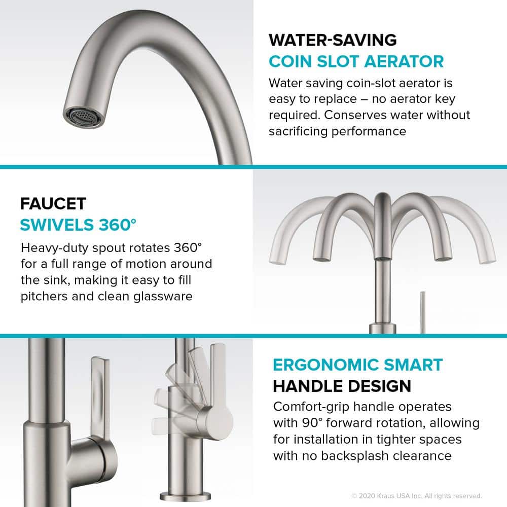Brushed Brass Single Handle Kitchen Bar Faucet