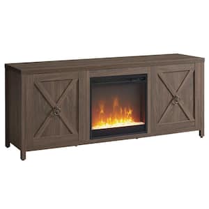 Granger 58 in. Alder Brown TV Stand with Crystal Fireplace Insert Fits TV's up to 65 in.