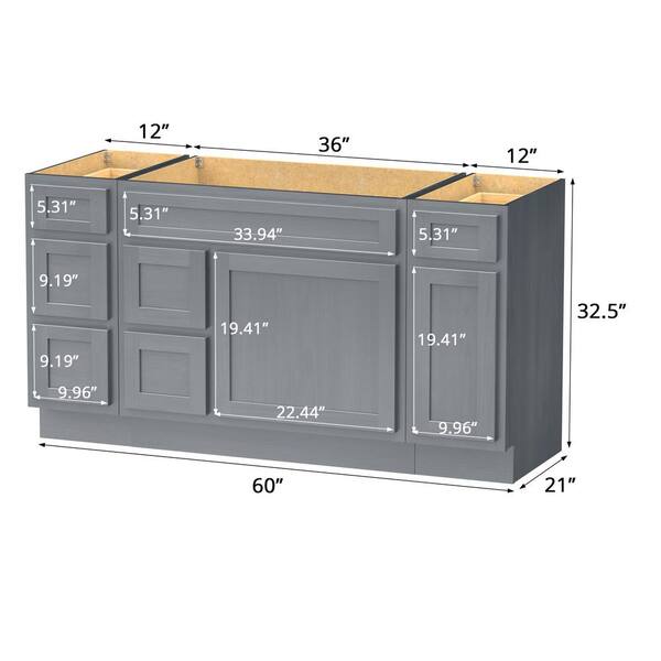 Reviews for Vanity Art 60 in. W x 21 in. D x 32.5 in. H Bath