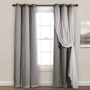 Grommet Sheer Panels With Insulated Blackout Lining Dark Gray 38X108 Set