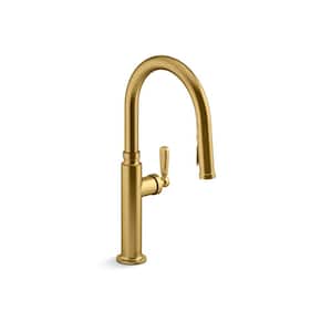 Edalyn By Studio McGee Single Handle Pull Down Sprayer Kitchen Faucet With Sprayhead in Vibrant Brushed Moderne Brass