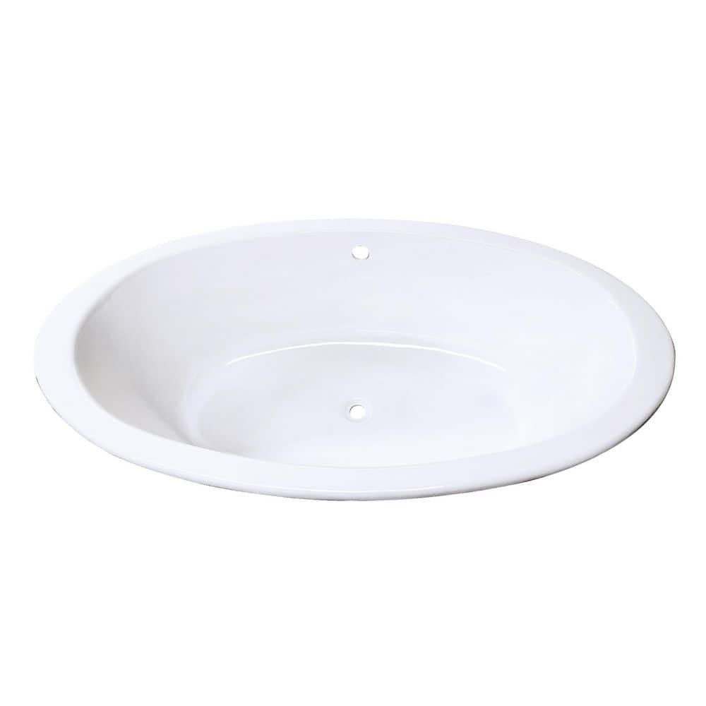 Aqua Eden 65.4 in. x 35.1 in. Cast Iron Oval Drop-In Soaking Bathtub with Center Drain in White price history on PriceWatchPro