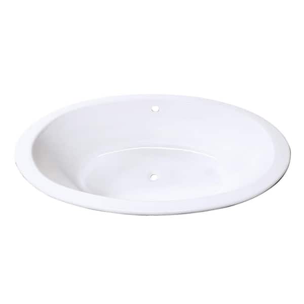 Aqua Eden 65.4 in. x 35.1 in. Cast Iron Oval Drop-In Soaking Bathtub with Center Drain in White