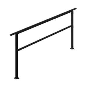 36 in. H x 5.7 ft. W Black Iron Rail Kit Handrails for Outdoor Steps Fit 4 or 5 Steps Stair Railing in Black