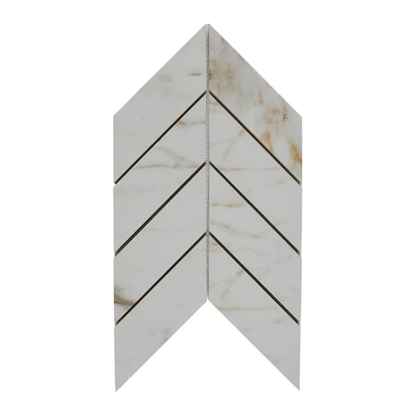 Daltile Marble Attache Lavish Golden Reverie 7 in. x 14 in. Color Body Porcelain Chevron Mosaic Tile (0.563 sq. ft./Each)