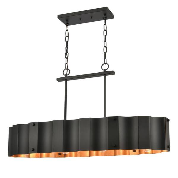 Titan Lighting Canaan 37 in. Wide 4-Light Black Chandelier with Metal Shade