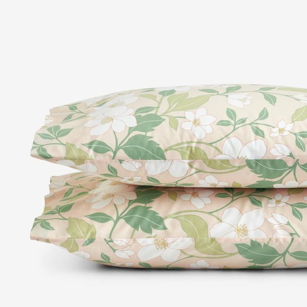 The Company Store Company Cotton Clemencia Floral Peach Blossom Cotton Percale Standard Pillowcases (Set of 2)
