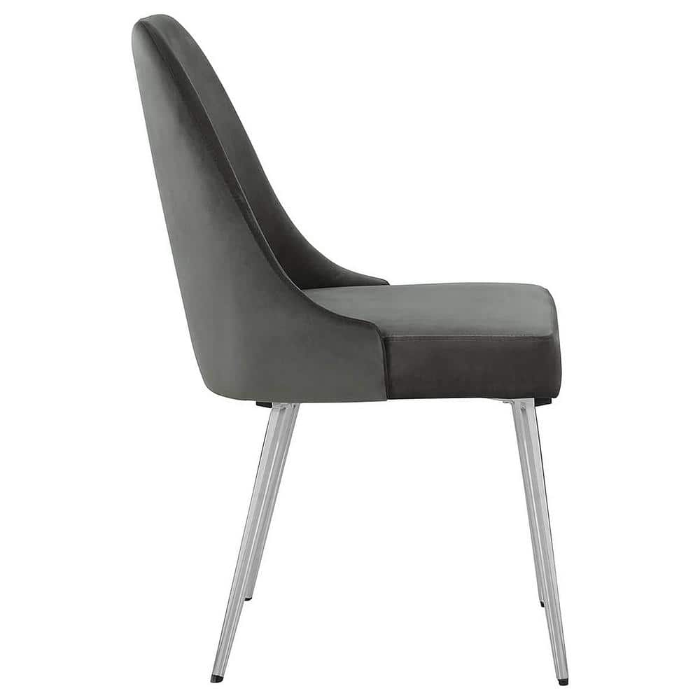 Gray Upholstered Metal High Back Side Chair