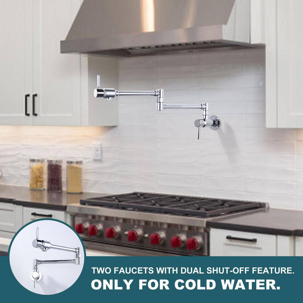 Polished Chrome Wall Mounted Folding Pot Filler Faucet