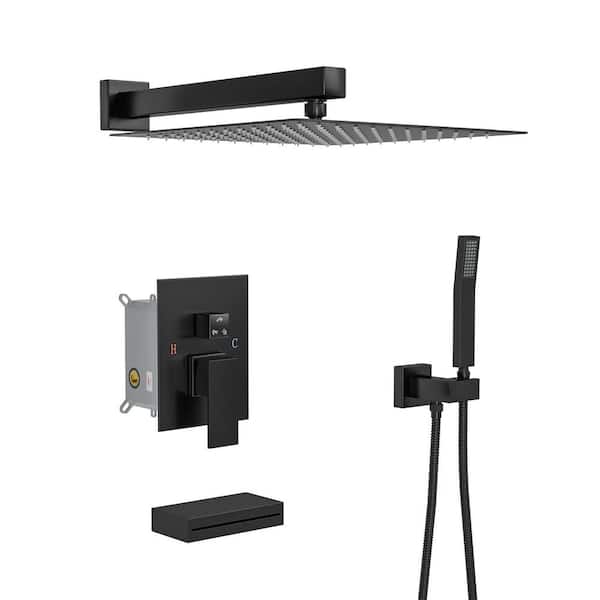 Single Handle 3-Spray Shower Faucet 1.8 GPM with Tub Filler, Anti Scald in Matte Black