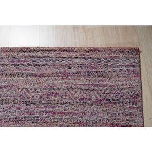 Red Mix 8 ft. x 10 ft. Hand-Knotted Natural Silk Contemporary Natural Silk Grass Design Area Rug