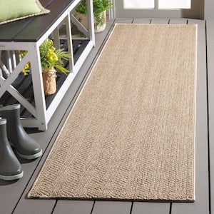 Sisal All-Weather Natural 2 ft. x 8 ft. Chevron Striped Indoor/Outdoor Runner Rug