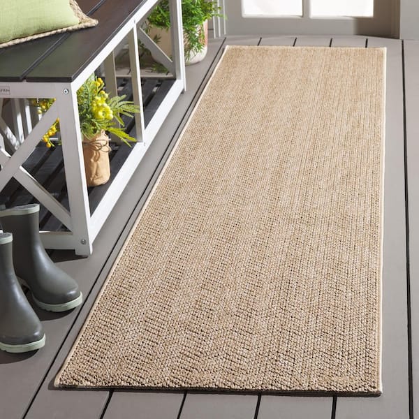 Sisal All-Weather Natural 2 ft. x 8 ft. Chevron Striped Indoor/Outdoor Runner Rug