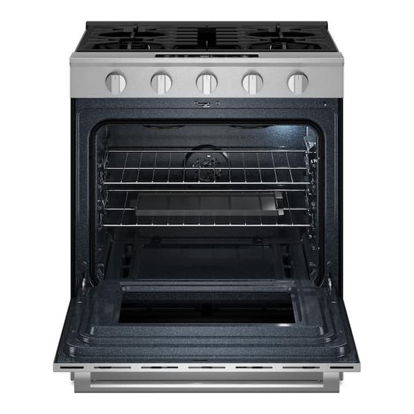 30 in. 5 Element Wide Slide-In Gas Range in Fingerprint Resistant Stainless Steel with Grill Mode
