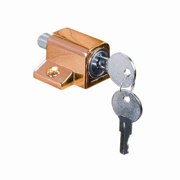 Prime-Line Keyed Sash Lock, 9/16 in. Projection, Diecast, Brass Plated Finish
