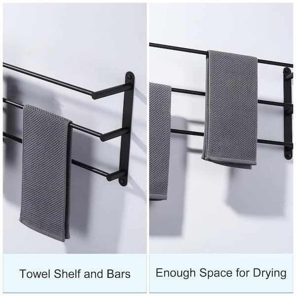 32 in. Bathroom 3-Tiers Towel Rack Wall Mount Towels Shelves Bars in Stainless Steel Oil Rubbed Bronze