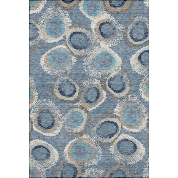 Mayfield Premium Machine Washable Abstract AMF2278 Denim 3 ft. x 4 ft. Area Rug