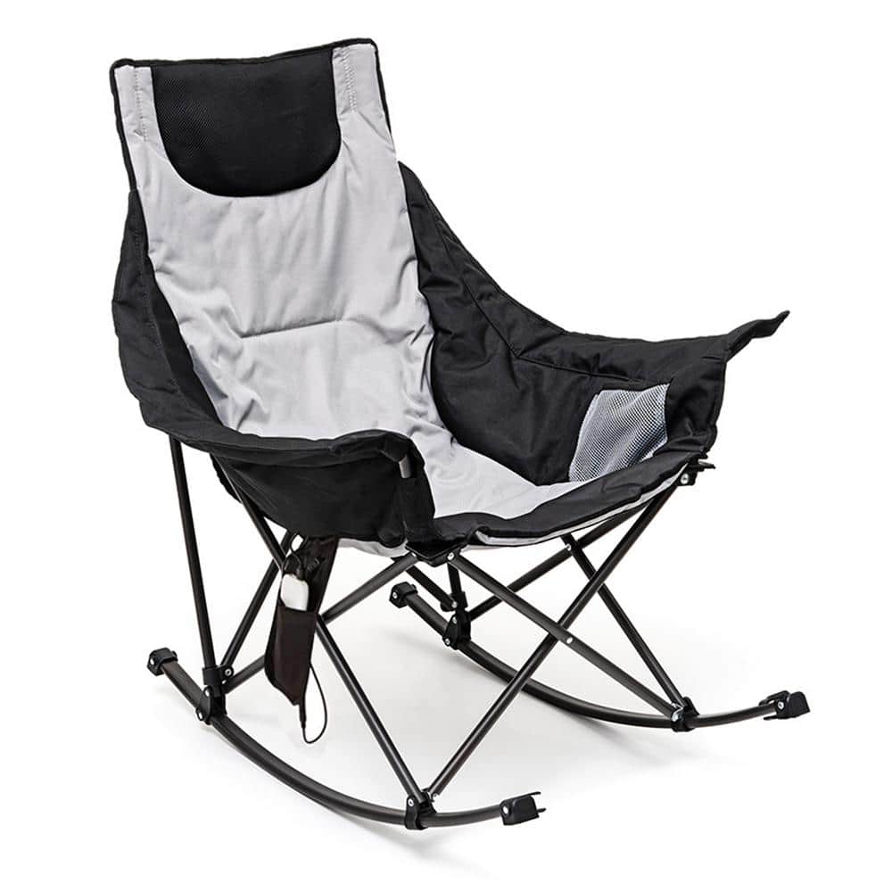Clihome Outdoor Metal Frame Grey Heatable Rocking Chair Lounge Chair ...