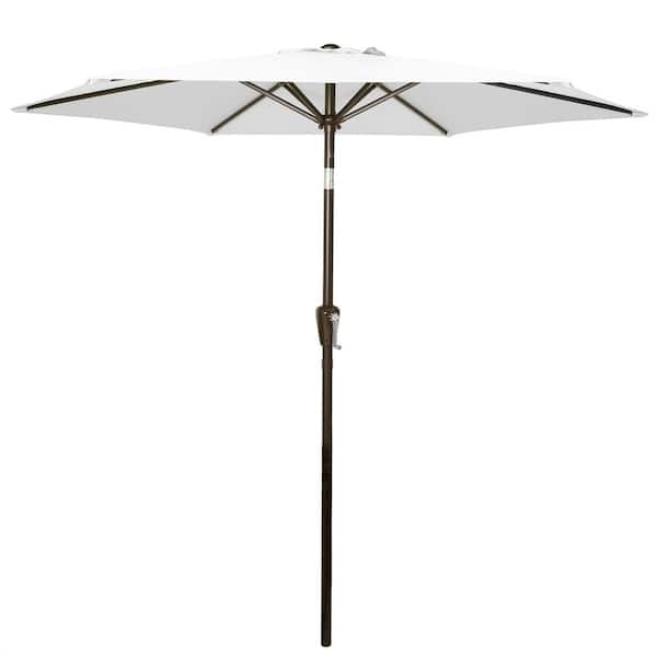 Afoxsos 7.5 ft. Hexagon Market Patio Umbrella with Push Button Tilt and Crank in Gray
