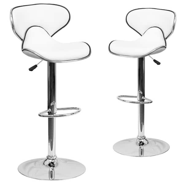 Carnegy Avenue 32.5 in. White Bar stool (Set of 2)