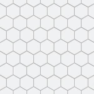 Metro 2 in. Hex Glossy White 11-1/8 in. x 12-5/8 in. Porcelain Mosaic Tile (10.0 sq. ft./Case)
