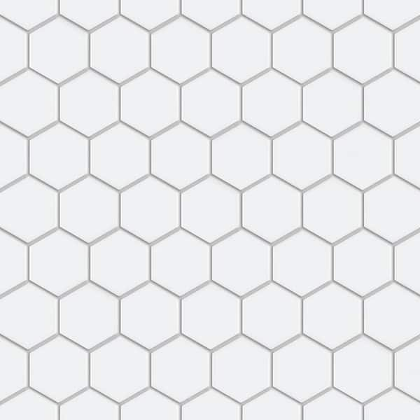 Merola Tile Metro 2 in. Hex Glossy White 11-1/8 in. x 12-5/8 in. Porcelain Mosaic Tile (10.0 sq. ft./Case)