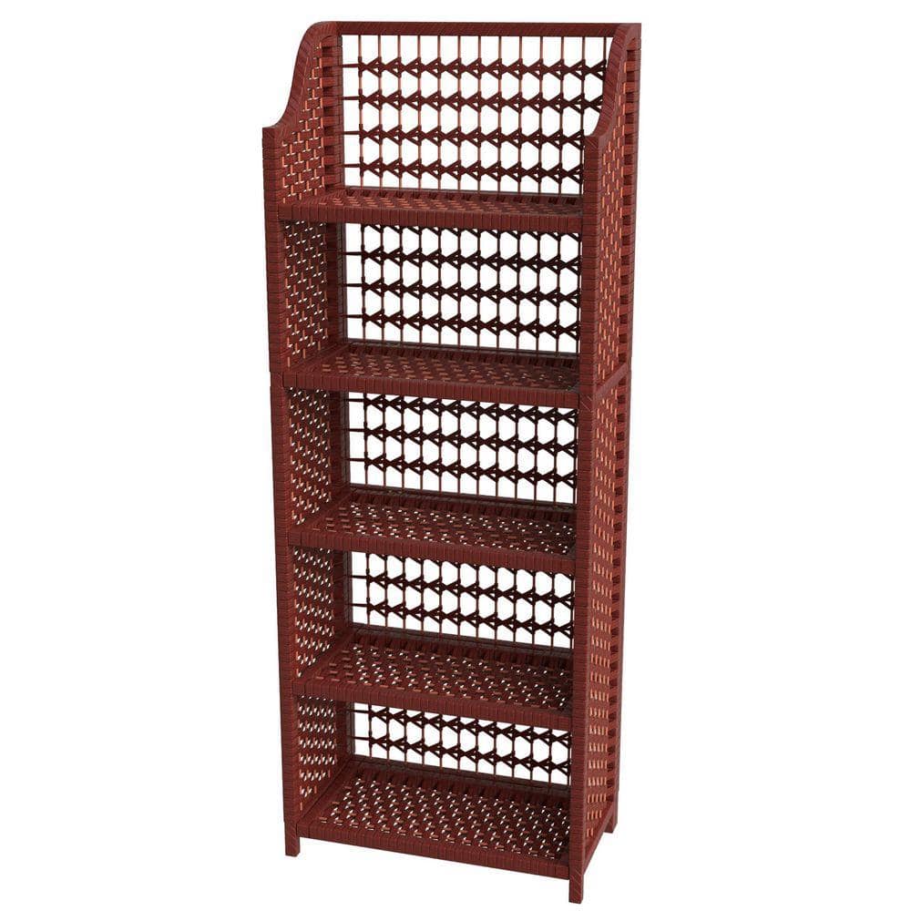 Red Lantern 5-Shelf Mahogany Natural Fiber Shelving Trunk JH09-018