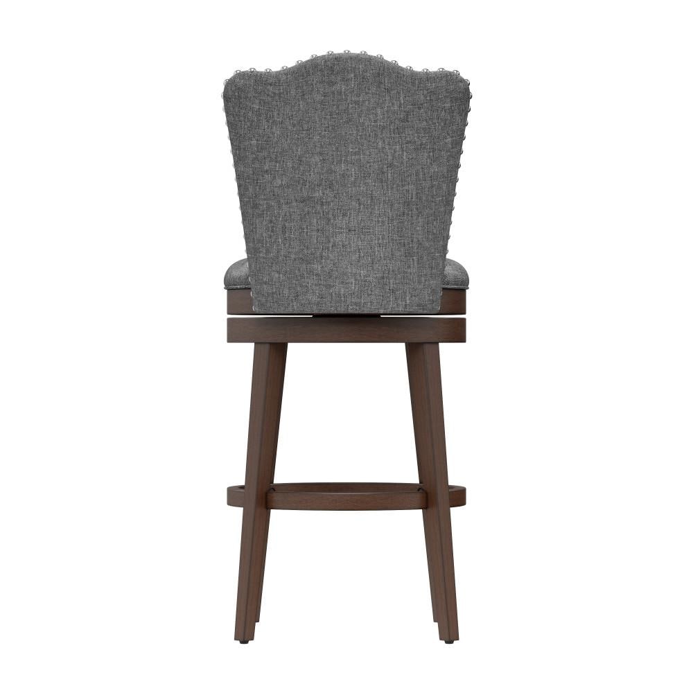 Edenwood Chocolate Wood 40" Swivel Bar Stool with Smoke Gray Upholstery