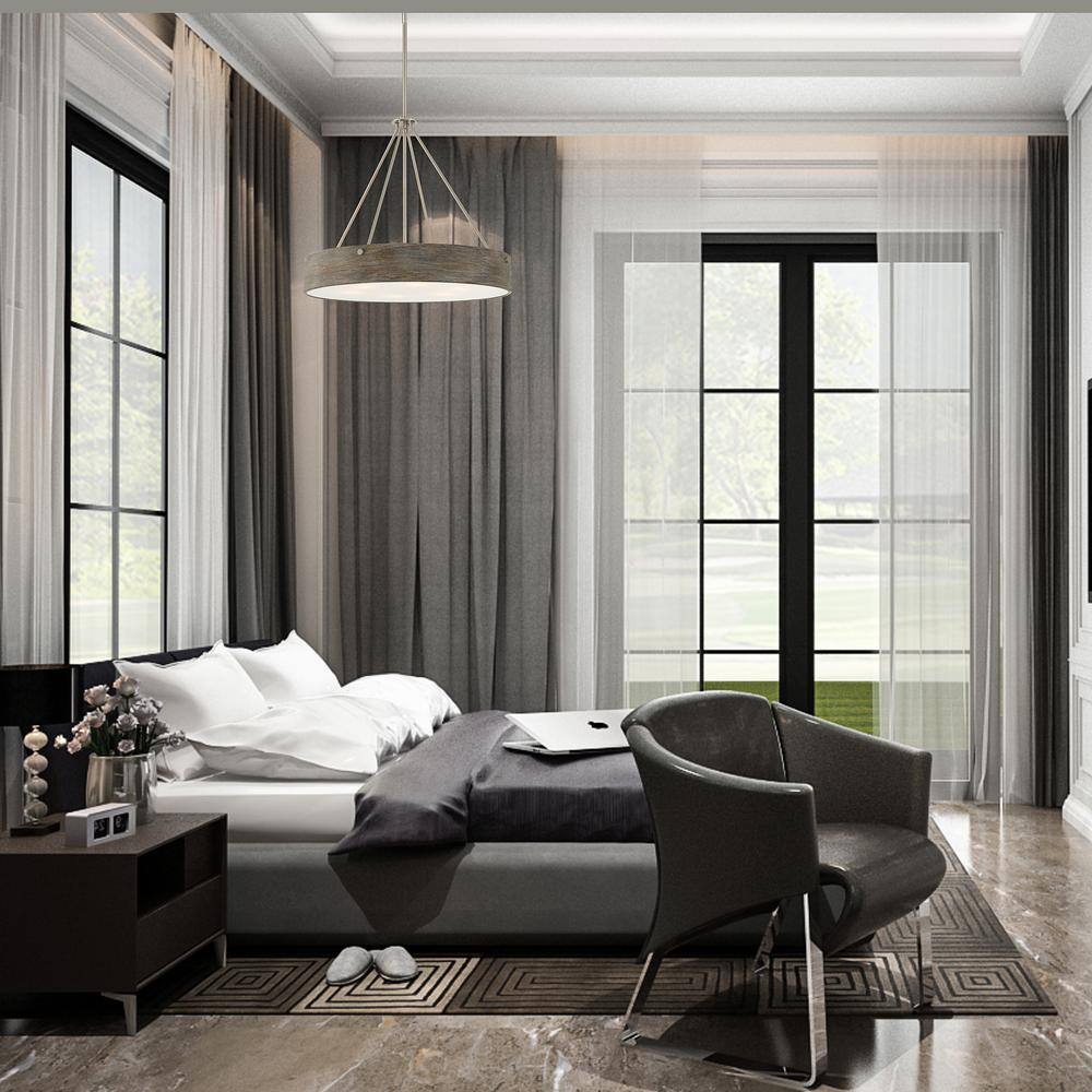 Erba 24" Brushed Nickel Drum Pendant Light with LED