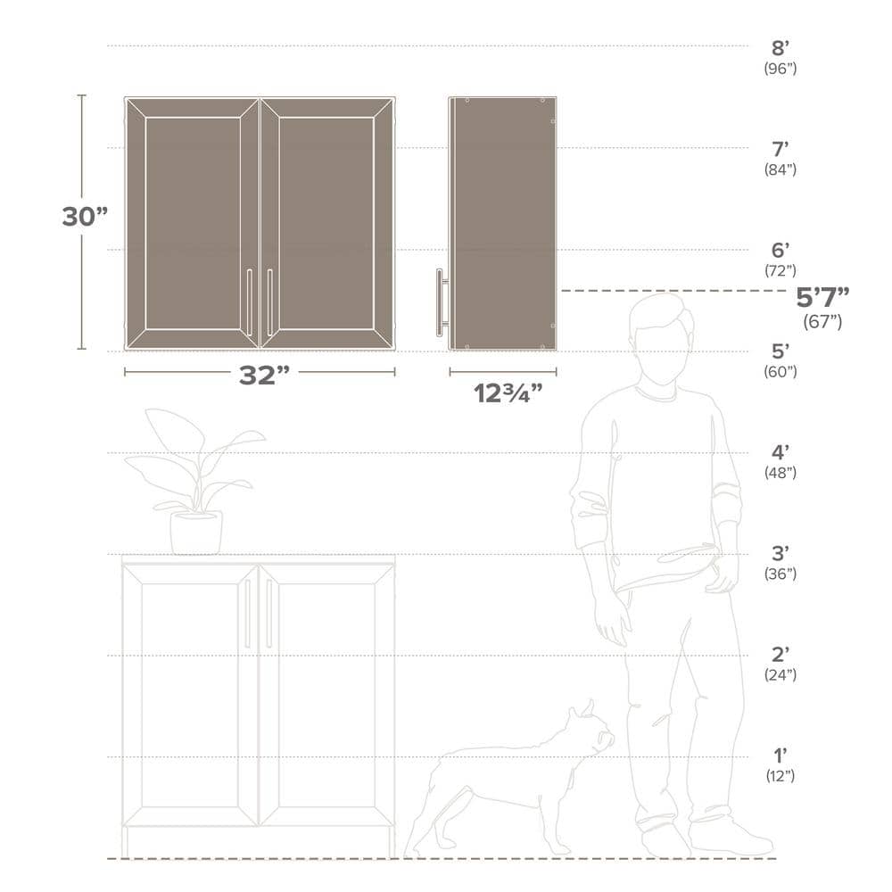 White Wall Cabinet with Adjustable Shelving and Panel Doors
