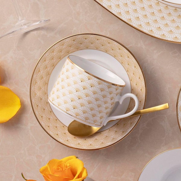 Noritake Trocadero Gold 8 fl. oz. (Gold) Porcelain Teacups, (Set