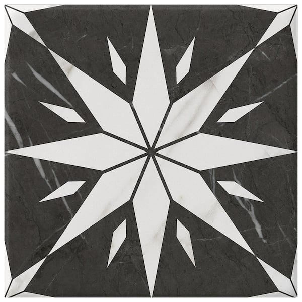 Merola Tile Ursino Star Carrara 7-7/8 in. x 7-7/8 in. Porcelain Floor and Wall Take Home Tile Sample