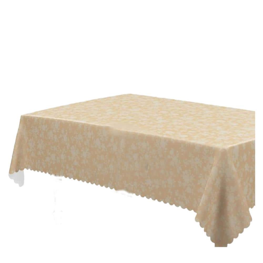 60 in. W x 84 in. L Beige Rectangle Waterproof Heavy Duty Polyester Floral 
