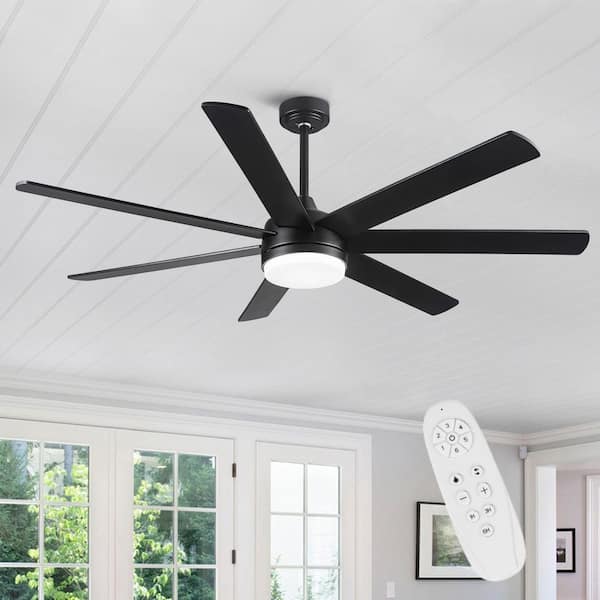 72 in. Farmhouse Black Ceiling Fan with Plywood Blades for Dining Room, Downrod Mount