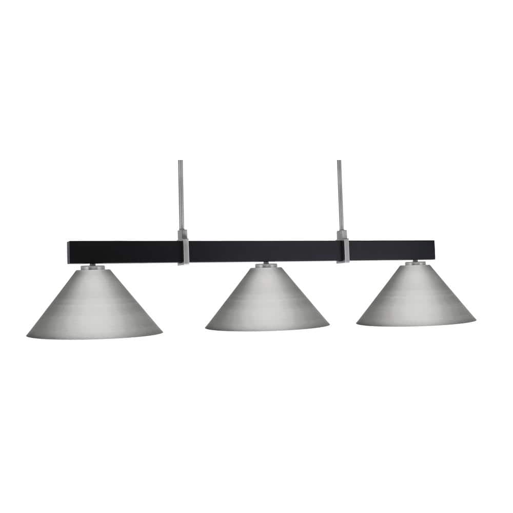 Balmore 3-Light Matte Black and Graphite Billiard Light with 14 in. Graphit