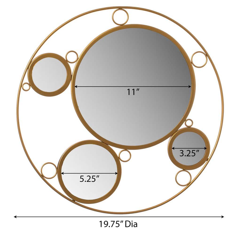 Gold Round Metal Frame Wall Mirror with Glass Balls