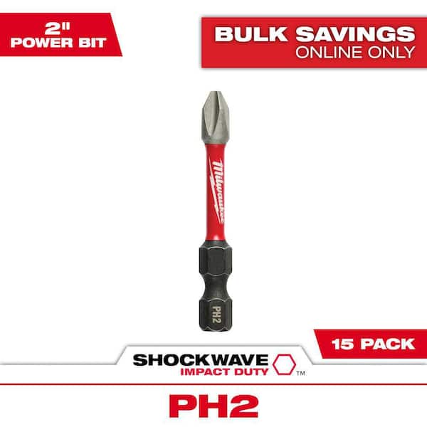 SHOCKWAVE Impact Duty 2 in. Phillips #2 Alloy Steel Screw Driver Drill Bit (15-Pack)