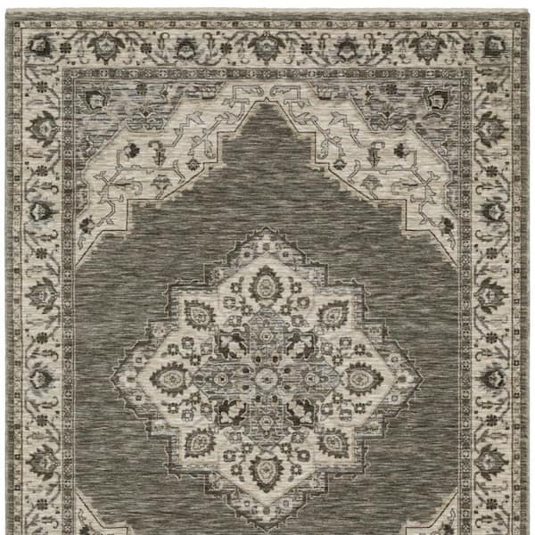 8 ft. x 11 ft. Gray, Beige Medallion Washable Area Rug