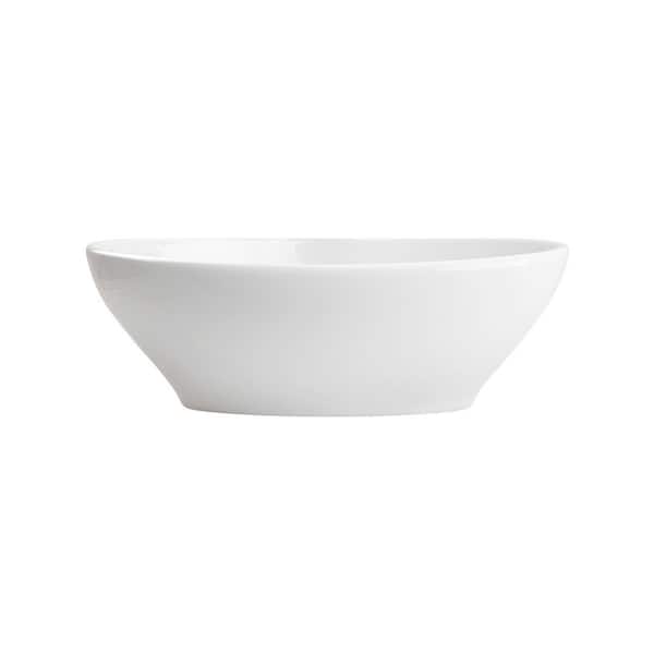 16.14 in. Vessel Countertop Oval Ceramic Art Bathroom Sink in White