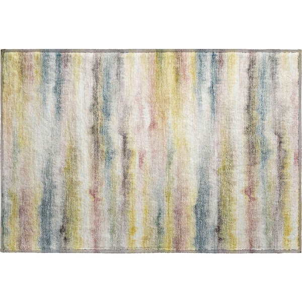 Mayfield Premium Machine Washable Abstract AMF2098 Gold 2 ft. x 3 ft. Accent Rug