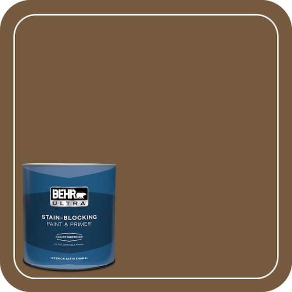 BEHR ULTRA 1 qt. #290F-7 Wooden Cabin Extra Durable Satin Enamel Interior Paint & Primer