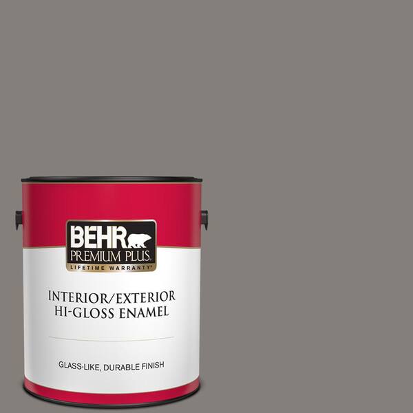 BEHR PREMIUM PLUS 1 gal. #PPU18-17 Suede Gray Hi-Gloss Enamel Interior/Exterior Paint