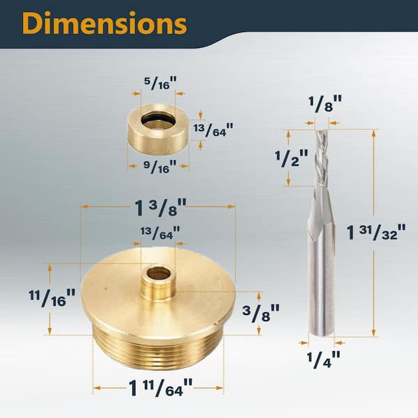 POWERTEC Router Inlay Kit for 1/4 in. Template, Solid Brass Router