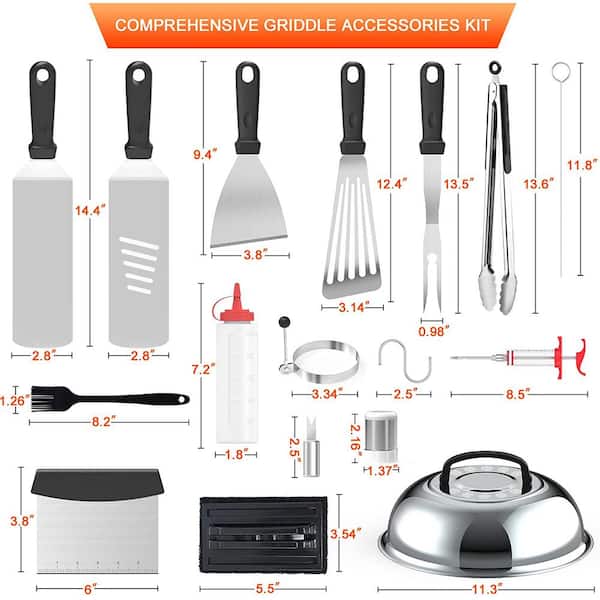 Upgraded 42 Piece Flat Top Grill Accessory Set, Grill Pan Cleaning