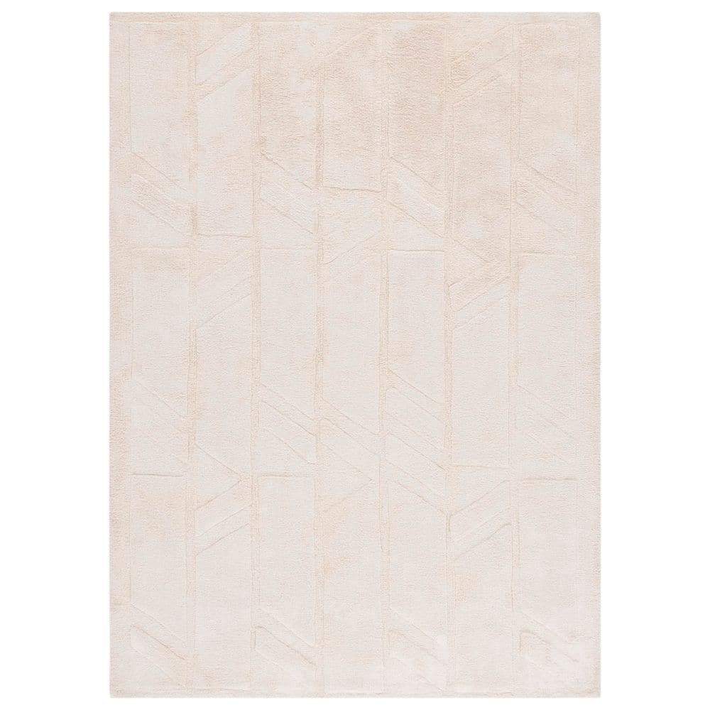SAFAVIEH Easy Care Ivory 3 ft. x 5 ft. Machine Washable High-Low ...